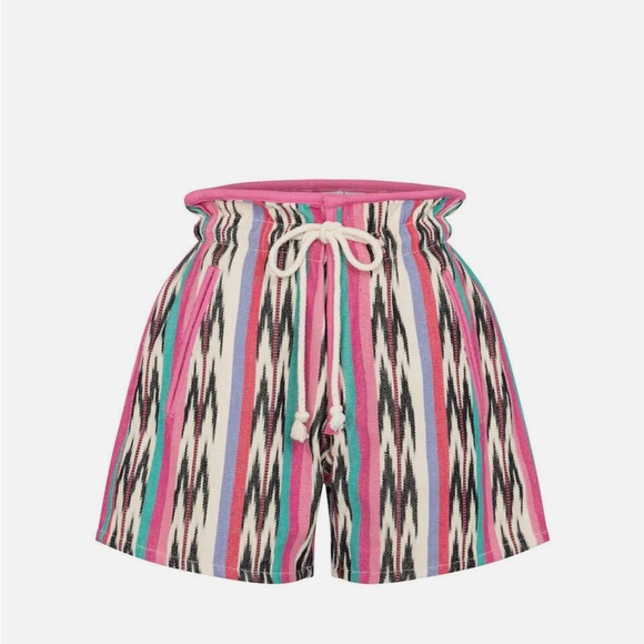 - ISABEL MARANT ÉTOILE Women’s Inima Jacquard Cotton Shorts Colorful Drawstring - Picture 4 of 6